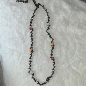 NWOT Sorrelli Swarovski crystal necklace with stone work inlaid in brass.